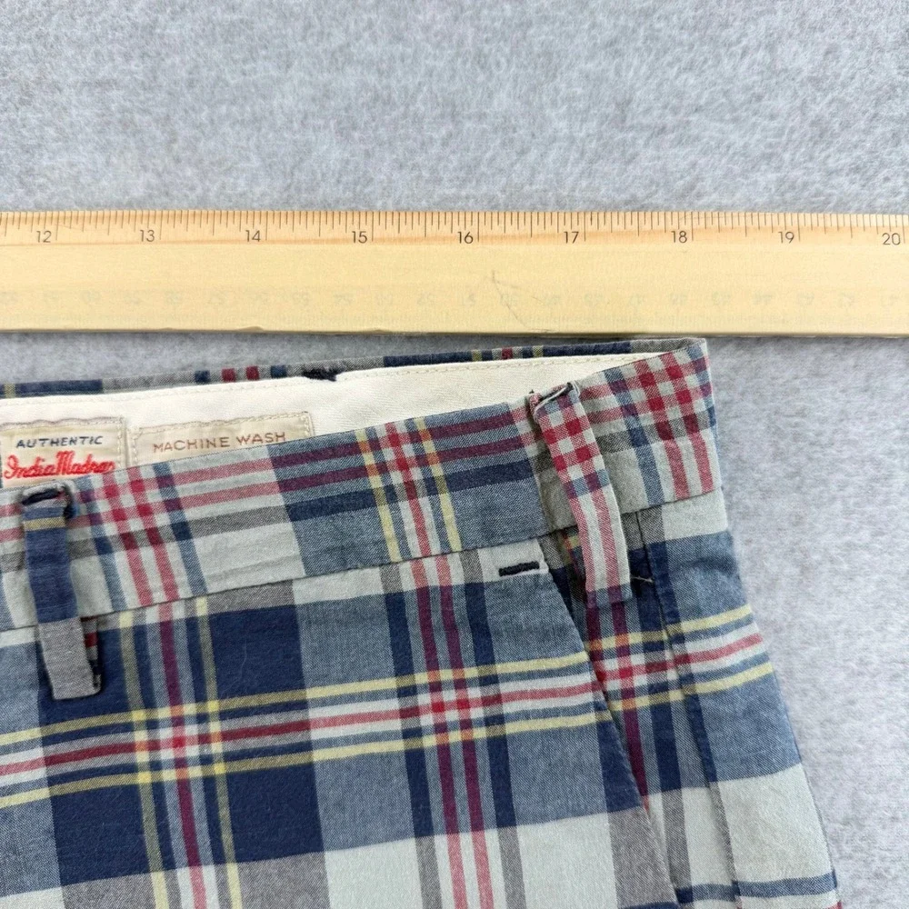 Ralph Lauren India Madras Mens Plaid Shorts Blue Red Grey 36 100% Cotton 9 Insea